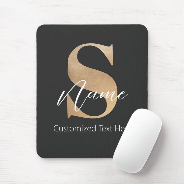 Modern monogrammad initial S & Namn Personlig Musmatta (Med mus)