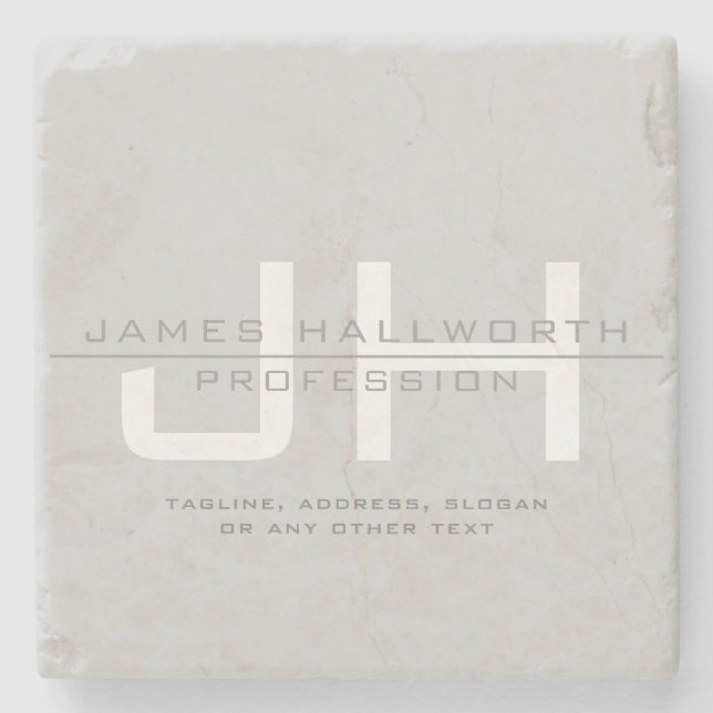 Modern monogrammad Initialer (eller annan text) Gr Stenunderlägg (Framsidan)