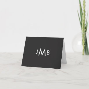 Modern monogrammad Initialer Grått och vit vikt Anteckningskort
