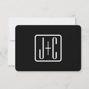 Modern monogrammad Initialer Svartvitt Anteckningskort