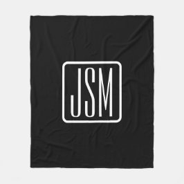 Modern monogrammad Initialer | Svartvitt Fleecefilt