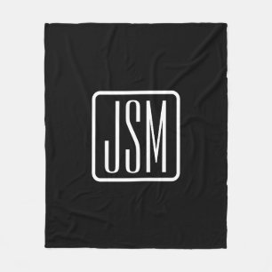Modern monogrammad Initialer Svartvitt Fleecefilt
