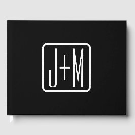 Modern monogrammad Initialer | Svartvitt Gästböcker