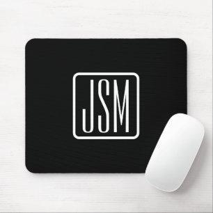 Modern monogrammad Initialer   Svartvitt Musmatta