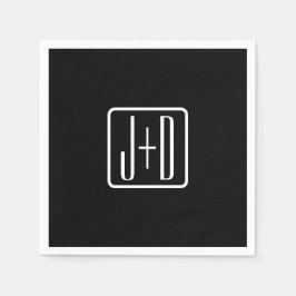 Modern monogrammad Initialer | Svartvitt Pappersservett