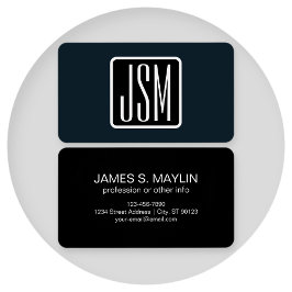 Modern monogrammad Initialer | Svartvitt Visitkort