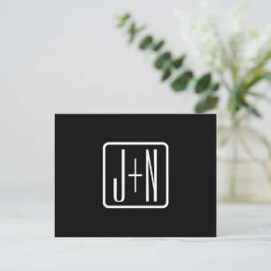 Modern monogrammad Initialer Svartvitt Vykort
