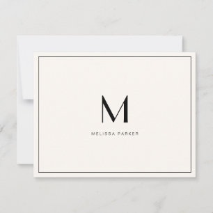 Modern monogrammad lägenhet tack kort