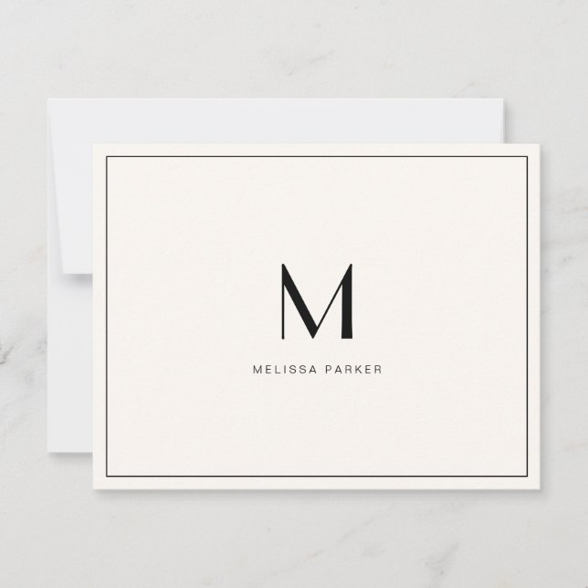 Modern monogrammad lägenhet tack kort (Framsida)