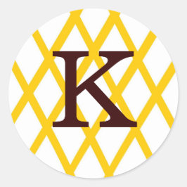 Modern monogrammad lattice i Gult Runt Klistermärke