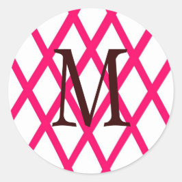 Modern monogrammad lattice i Rosa Runt Klistermärke