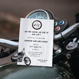 Modern monogrammad motorcykel Äventyr Bröllop Inbjudningar
