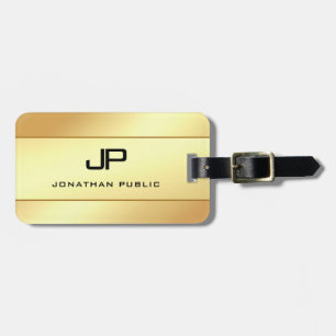 Modern monogrammad Namn Guld ser glamorös ut Bagagebricka