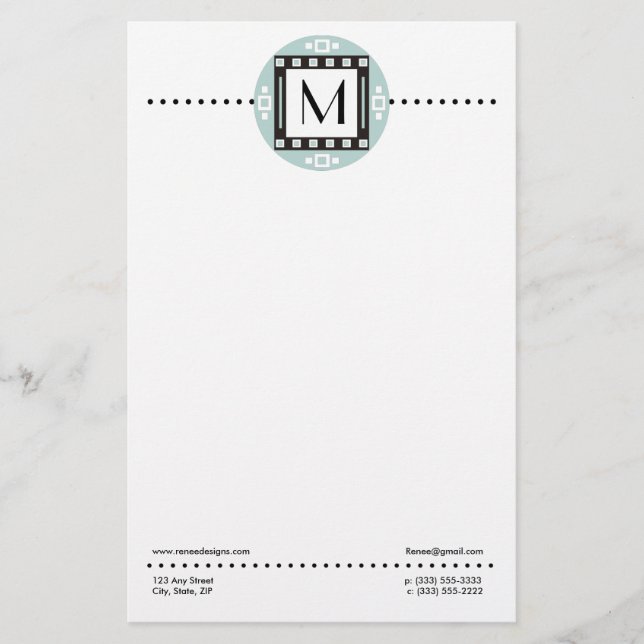 Modern monogrammad Personlig-mall Brevpapper (Framsida)