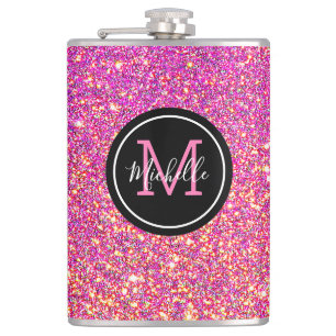Modern monogrammad Personlig Shock rosa Glitter Fickplunta