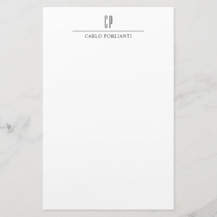 Modern monogrammad Professionell Plain Simple Namn Brevpapper