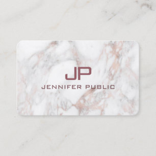 Modern monogrammad Ro Guld White Marble Visitkort