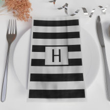 Modern monogrammad svart och vit randig