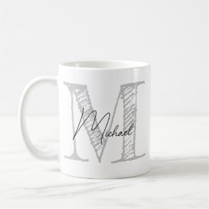 Modern, monogrammad ursprunglig kaffe och Namn-kaf Kaffemugg