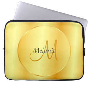 Modern monogrammall för anpassningsbar Faux Guld E Laptop Fodral