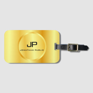 Modern monogrammall för Eleganten Guld Bagagebricka