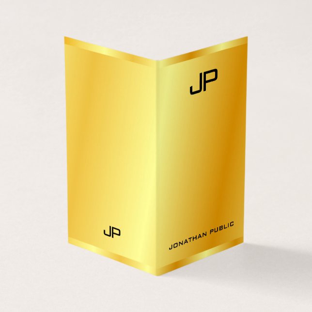 Modern monogrammall för Eleganten Guld Visitkort (Utsida)