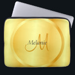 Modern monogrammall för Faux Guld Elegant Laptop Fodral<br><div class="desc">Faux Guld Elegant Modern Monogram Template Glamous Electronics Bag/Laptop sleeve.</div>