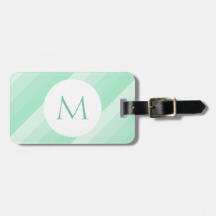 Modern monogrammall för Mint-Grönt med stripe Bagagebricka