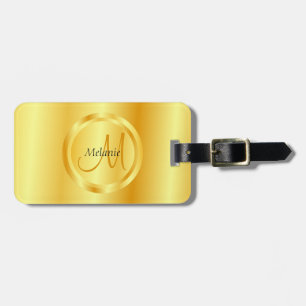 Modern monogrammall för Trendig i Faux Guld Elegan Bagagebricka