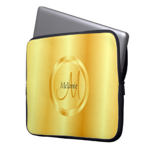 Modern monogrammall för Trendig i Faux Guld Elegan Laptop Fodral