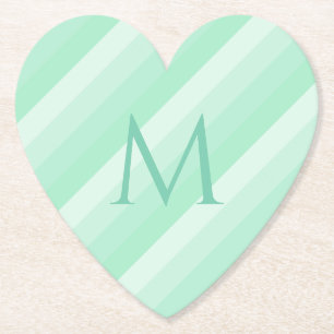 Modern monogrammall för trendig Mint Grönt Rand Underlägg Papper