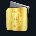 Modern monogrammall för Trendiget Faux Guld Elegan Laptop Fodral<br><div class="desc">Faux Guld Elegant Modern Monogram Trendig Template Electronics Bag/Laptop sleeve.</div>