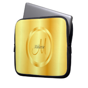 Modern monogrammall för Trendiget Faux Guld Elegan Laptop Fodral
