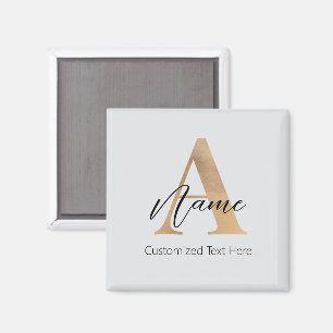 Modern Monogrammed - första A & Namn-persondator Magnet