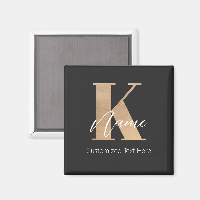 Modern monogrammed - första K & Namn personligt Magnet (Front/Back)