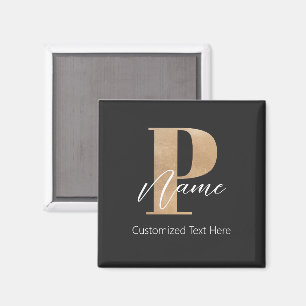 Modern monogrammed - första P & Namn persondator Magnet