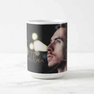 Modern Monogrammed Fullt Photo Kaffemugg