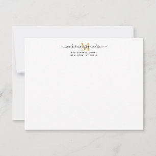 Modern Monogrammed Guld Newlyweds Anteckningskort