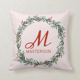 Modern Monogrammed Holly-julafton Kudde