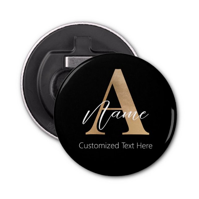 Modern monogrammed initial A & Namn-Personlig Flasköppnare (Framsidan)