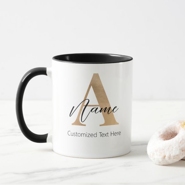 Modern monogrammed initial A & Namn-Personlig Mugg (Med munk)