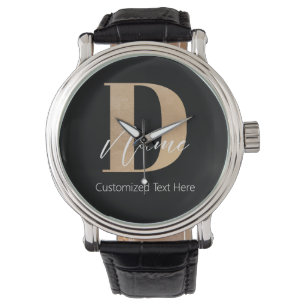 Modern Monogrammed Initial D & Namn Personlig Armbandsur