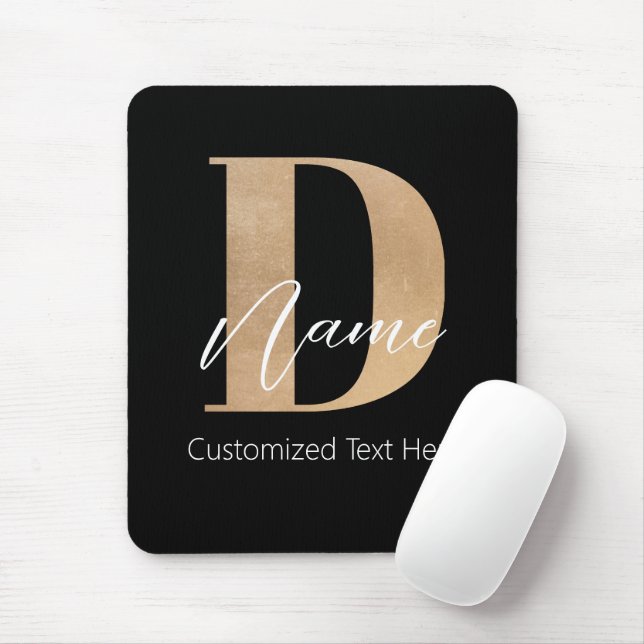 Modern Monogrammed Initial D & Namn Personlig Musmatta (Med mus)