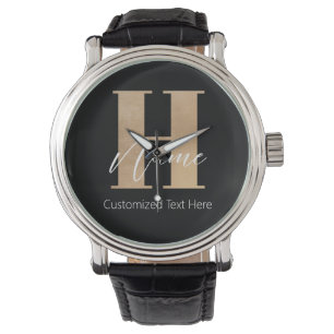 Modern monogrammed initial H & Namn-Personlig Armbandsur