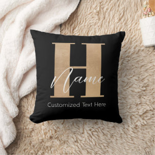 Modern monogrammed initial H & Namn-Personlig Kudde