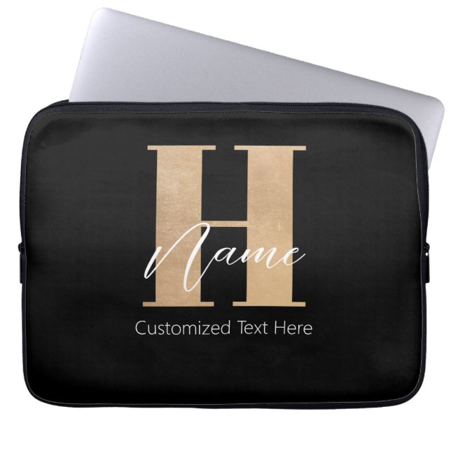 Modern monogrammed initial H & Namn-Personlig Laptop Fodral (Framsidan)