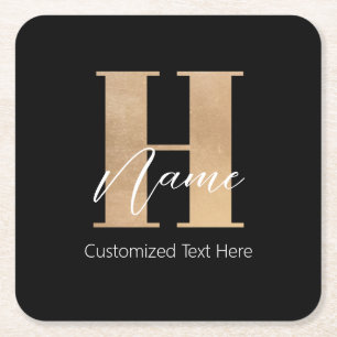 Modern monogrammed initial H & Namn-Personlig Underlägg Papper Kvadrat