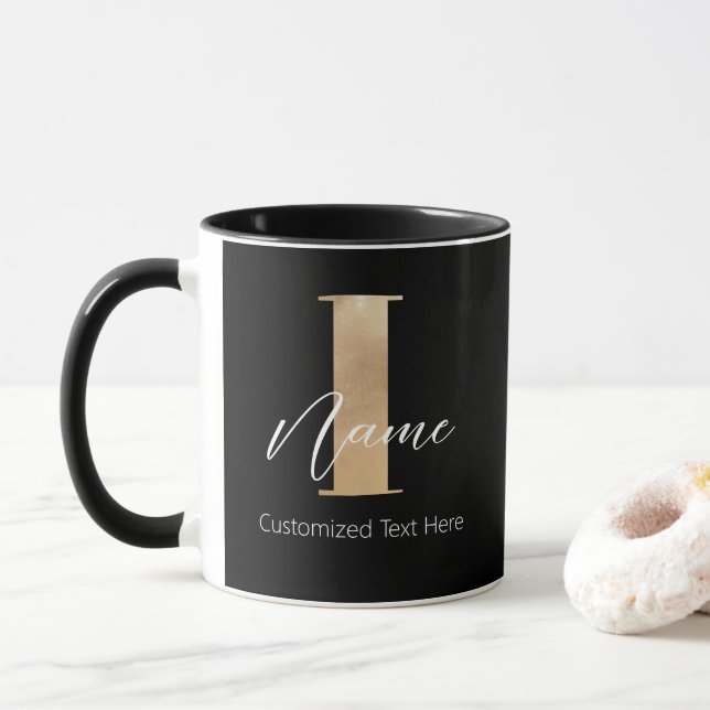 Modern Monogrammed Initial I & Namn Personlig Mugg (Med munk)