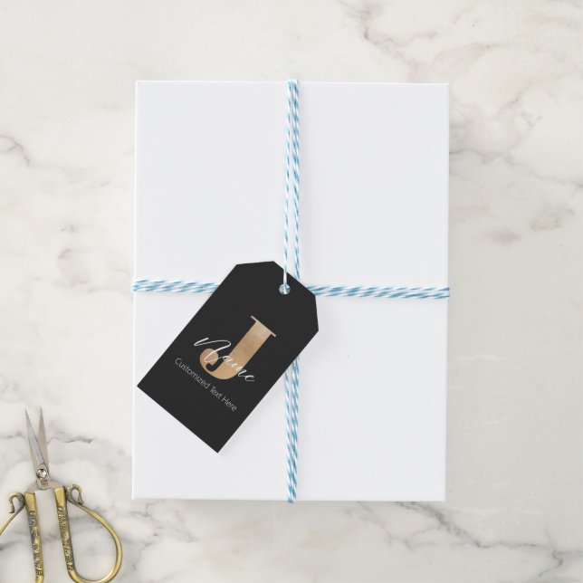 Modern monogrammed Initial J & Namn Personlig Presentetikett (Med Snöre)