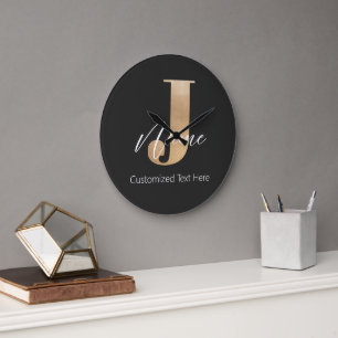 Modern monogrammed Initial J & Namn Personlig Stor Klocka